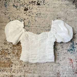 ASTR white tenley puff sleeve top